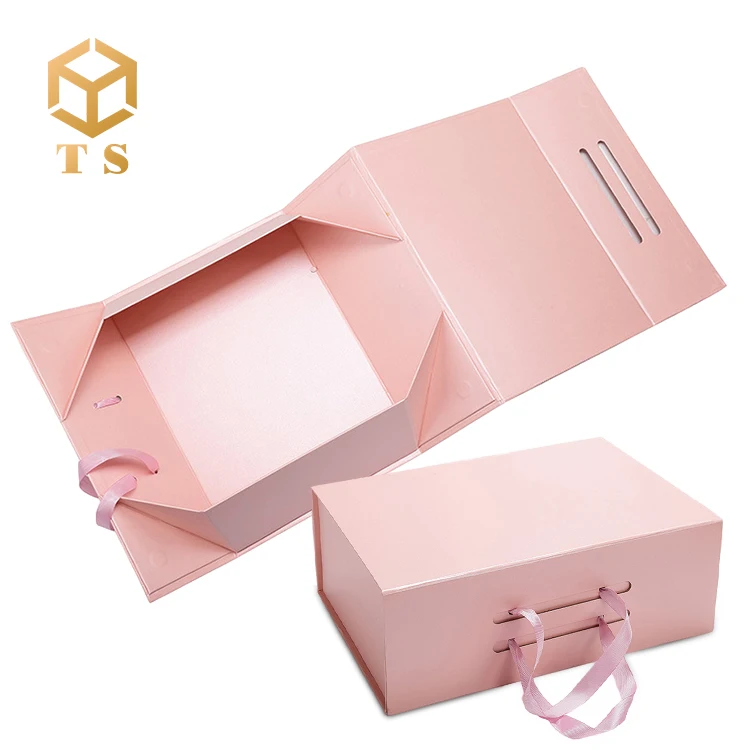 
High grade custom luxury logo printed full color foldable gift box with ribbon 