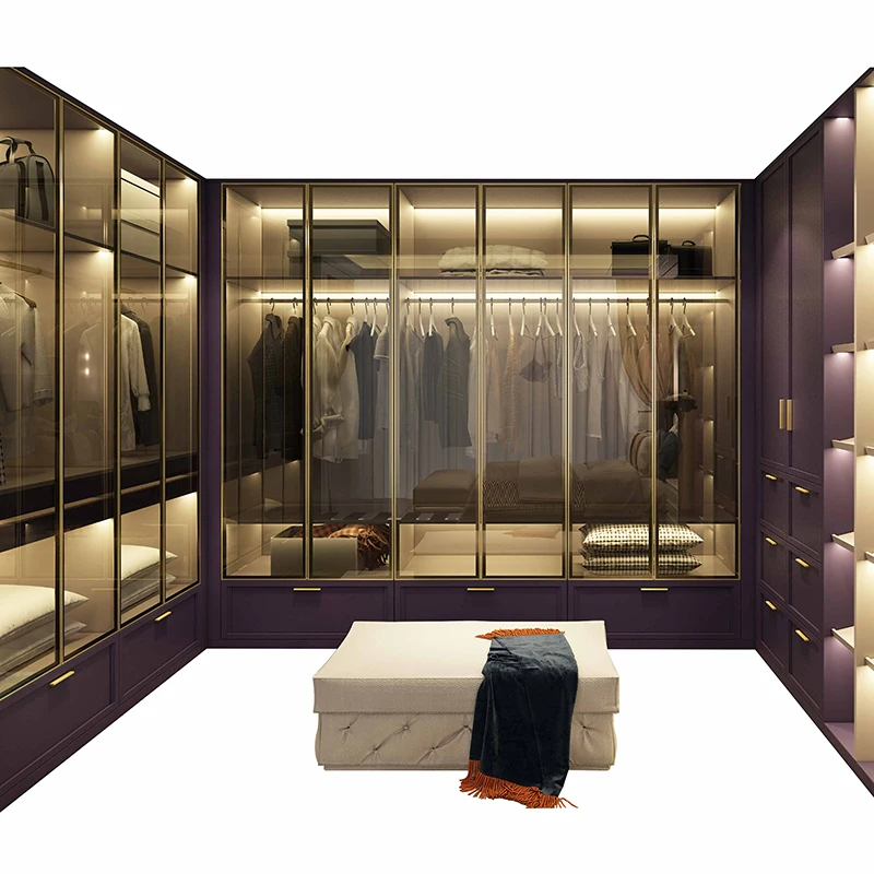 European Modern high-end walk-in closet house hotel apartment villa bedroom wardrobe cloakroom furniture set custom