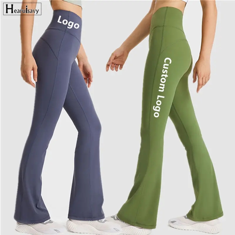Custom  High Waist Gym Workout Leggings Sport Pants Dancing Wide-leg Flared Yoga Pants Womens Leggings With Pockets