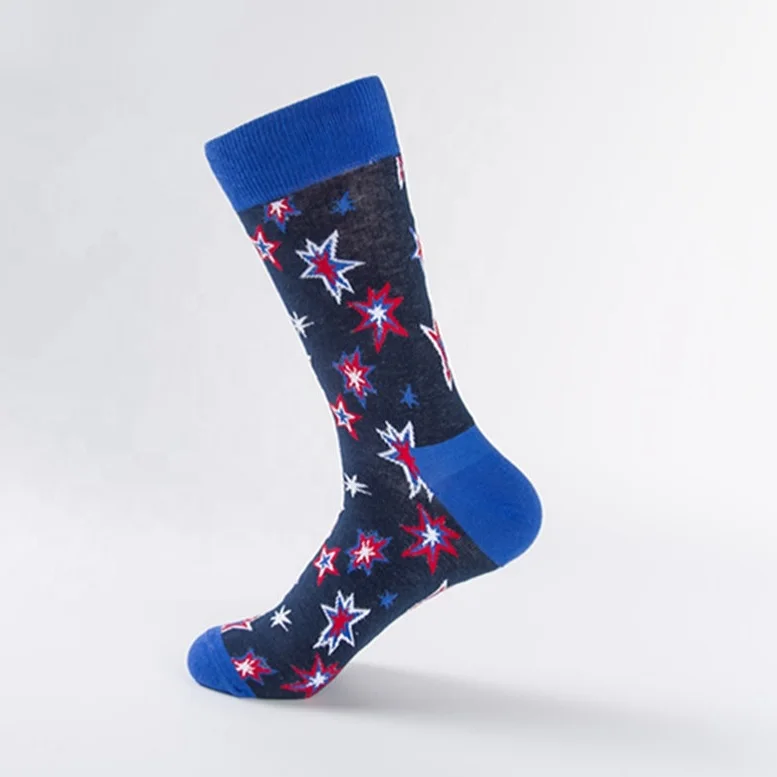 KANGYI Wholesale Satr Pattern Colorful China Ankle Men Long Crew Socks For Men