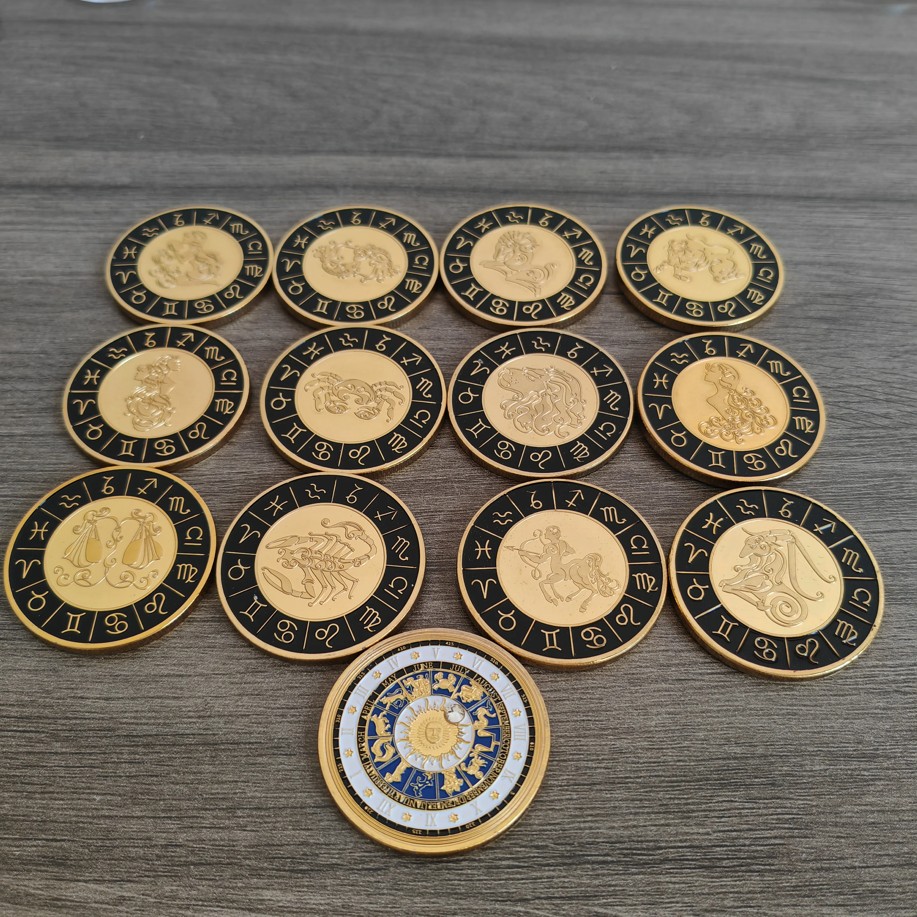 Twelve Commemorative Coin Set Diamond Star & Lucky Taro Hand-Painted Creative Metal Star Gift Protective Blessing Gift Set