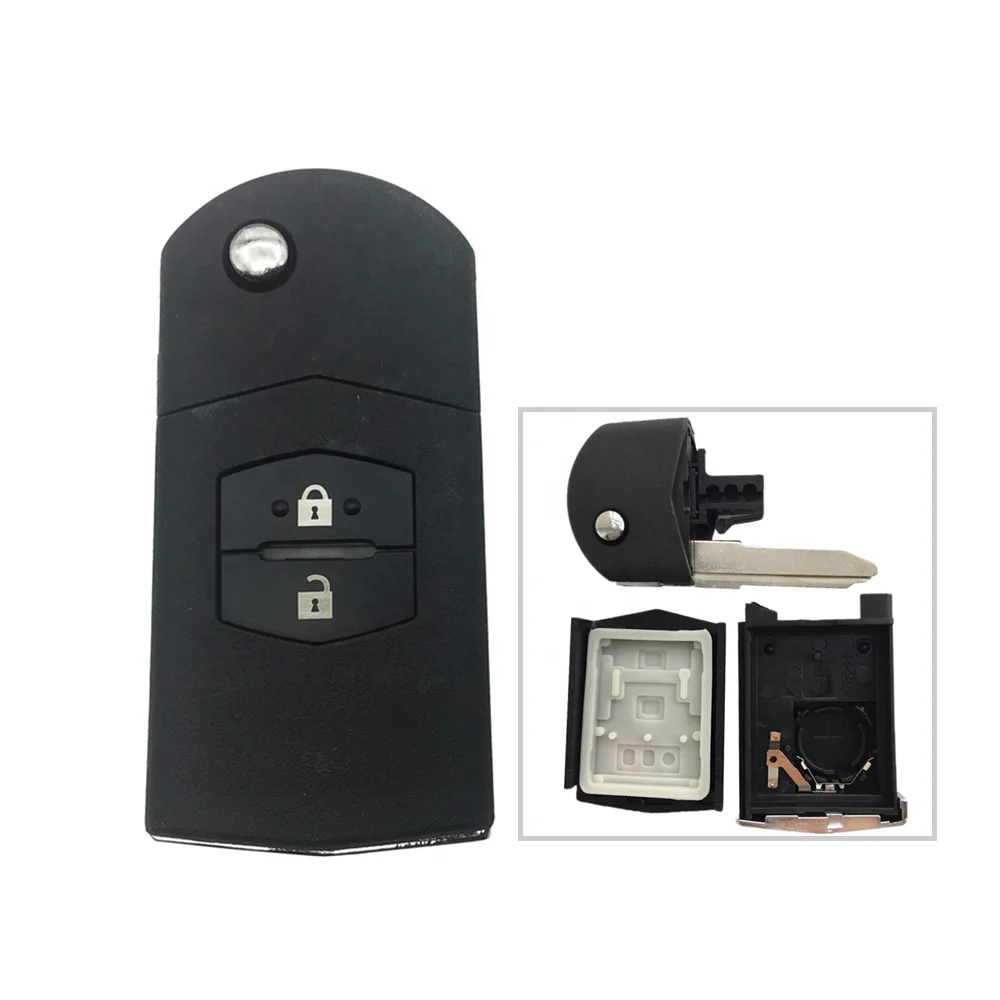 2  Button Folding Flip Car Key Shell Fob Case With Uncut Blade For Mazda 2 3 5 6 RX8 MX5 M6 CX5 Remote Key Shell