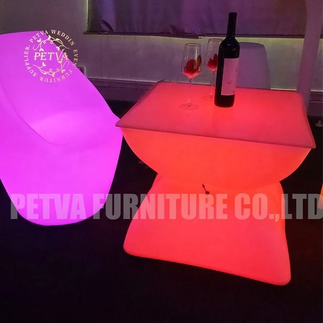 Wholesale bar led chair cube and table set furniture plastic bar table led lights night club