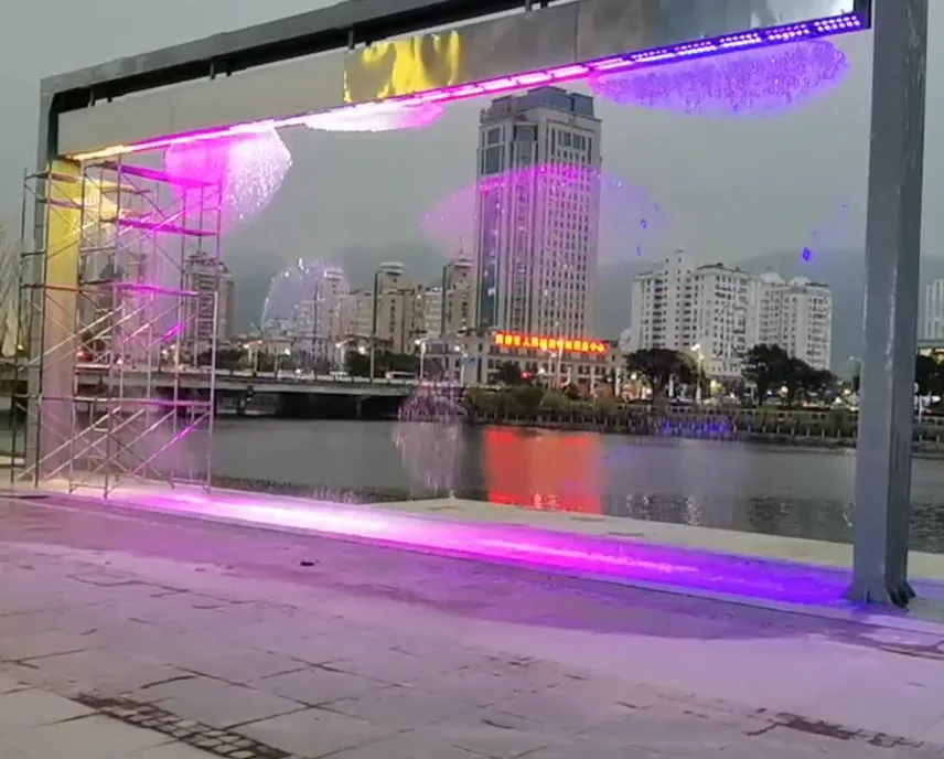 Indoor Outdoor Colorful Pool Wall Waterfall Curtains Digital Water Curtain Water Features For Park Decoration