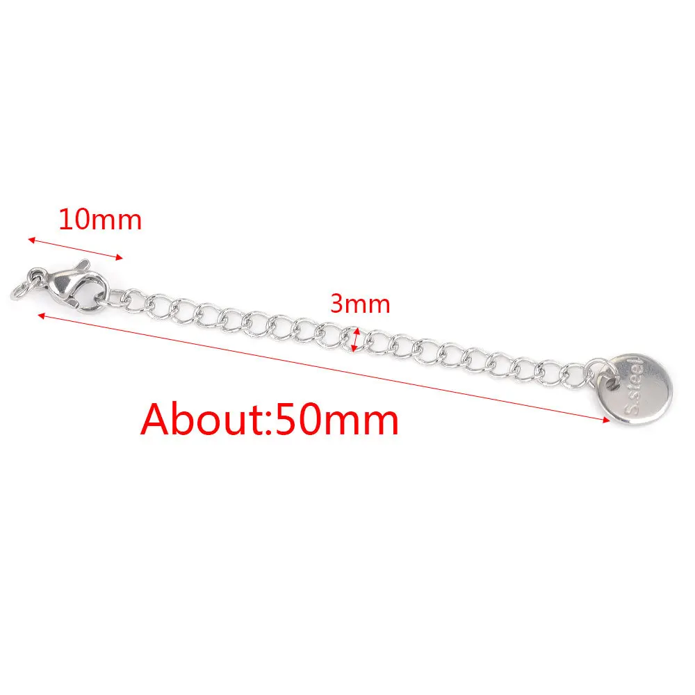 Stainless Steel Extended Extension Tail Chain Lobster Clasps Connector for Bracelet Necklace Jewelry Making DIY 9