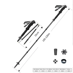 Entai High Quality Ski Poles Foldable folding 5 section Nordic Walking Sticks Walking Pole Alpenstock Trekking poles