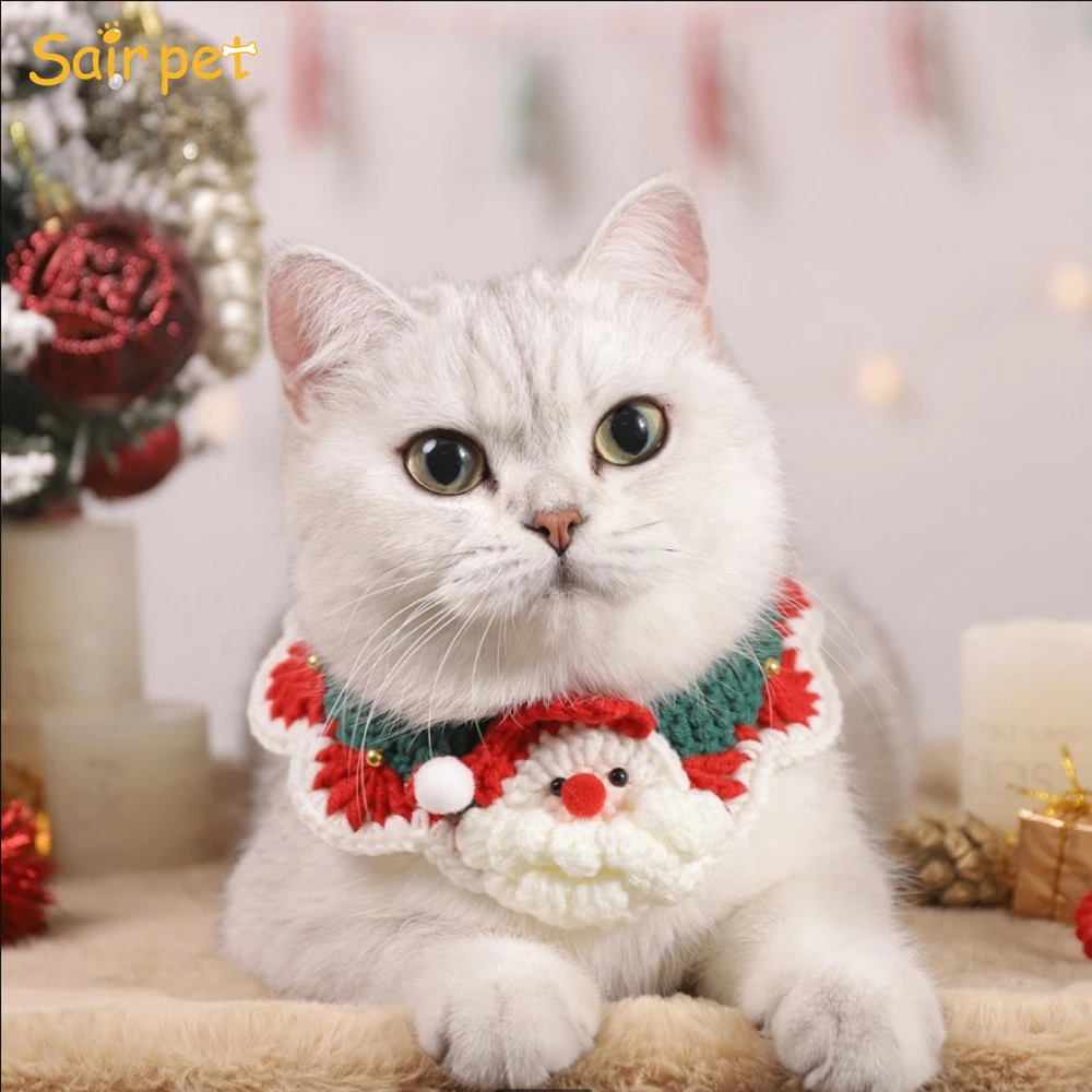 Pet Cat Dog Hand Hook Wool Knit Bib Collar English Short American Short Puppet Cute Saliva Towel Scarf