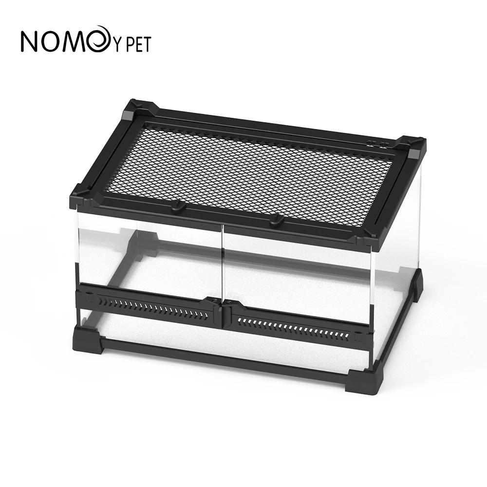NOMOY PET reptile glass terrarium habitat with double hinge door and top screen ventilation for amphibians