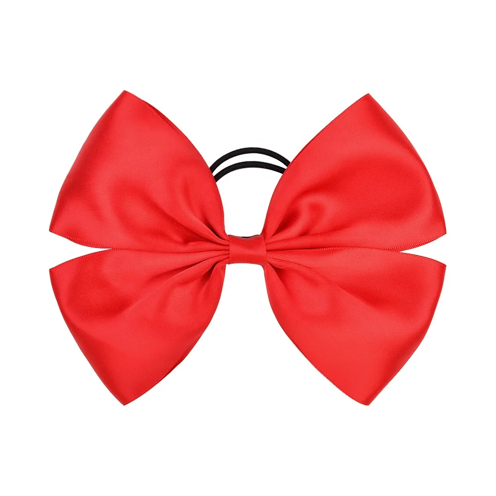 E Magic Manufacturer Red hair bow for girls 196 Colors Polyester hair bow wholesale Big size hairbow with elastic rubber band