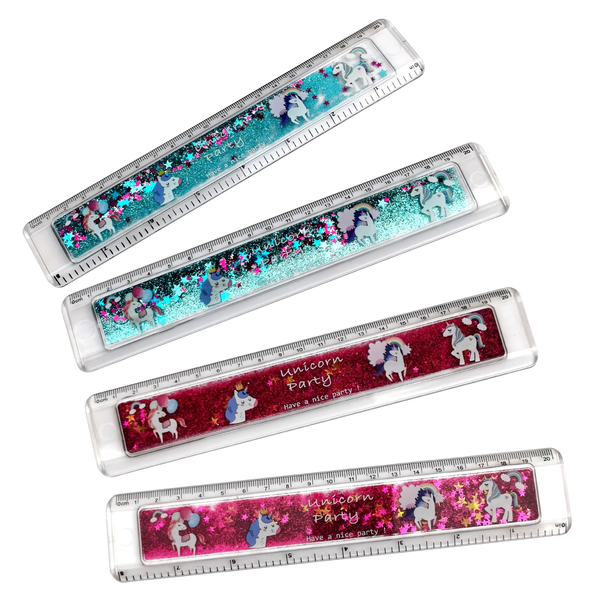 20cm promotional custom clear acrylic quicksand rulers