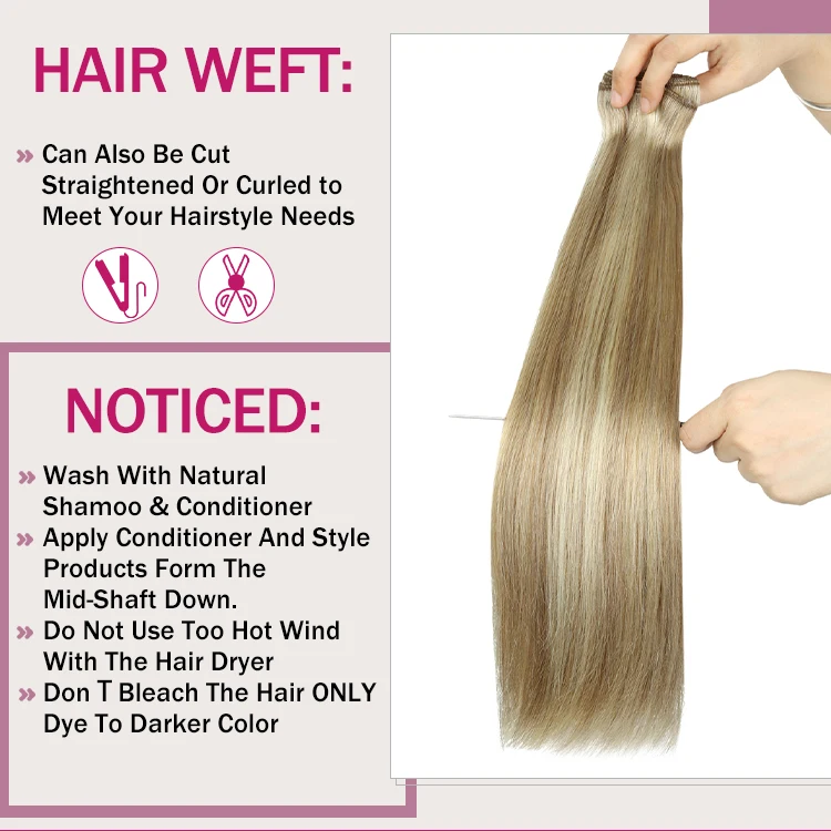 FH Double Drawn  Russian Human Hair #m4-613 Color Cuticle Aligned Machine Weft Hair Extension