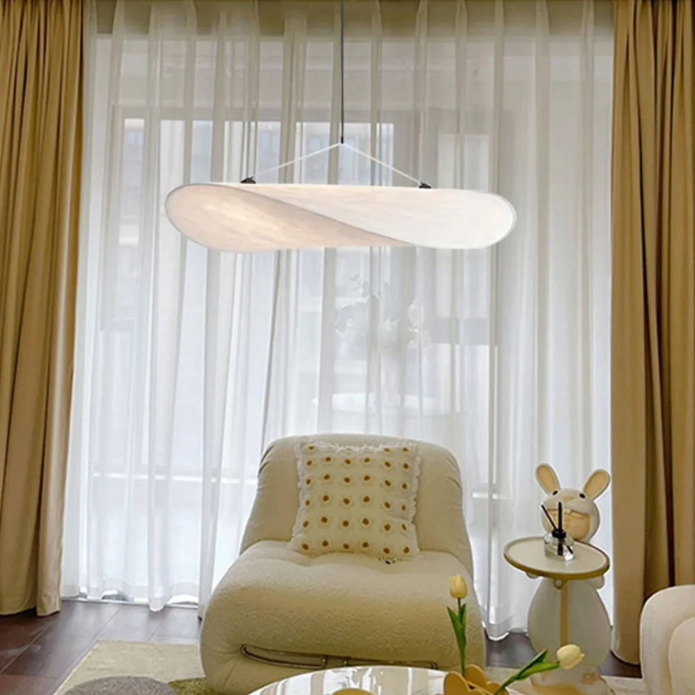 Nordic Silk  Chandelier LED Handmade Milky White Pendant Light for Bedroom Living Room Cafeteria Kitchen Home Decoration