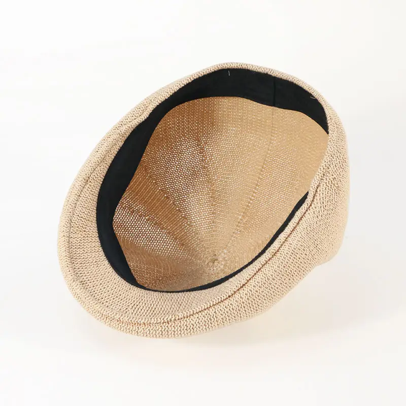 Women Elegant Berets Spring Summer New Solid Color Knitted Travel Hats Linen Slik Beret