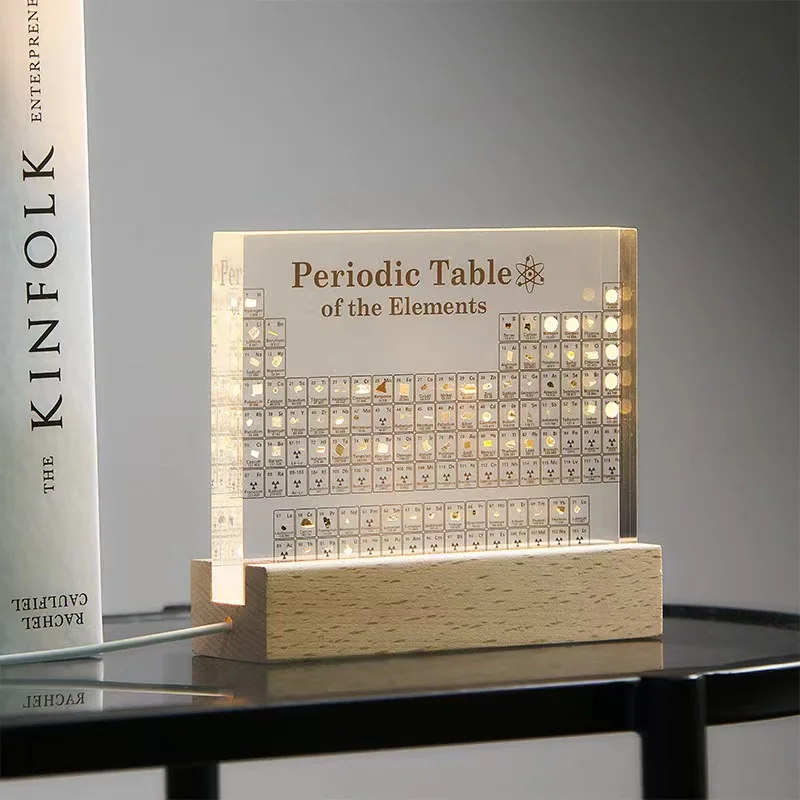 Contains 83 real elements physical chemistry Periodic Table acrylic display card with LED light as a gift