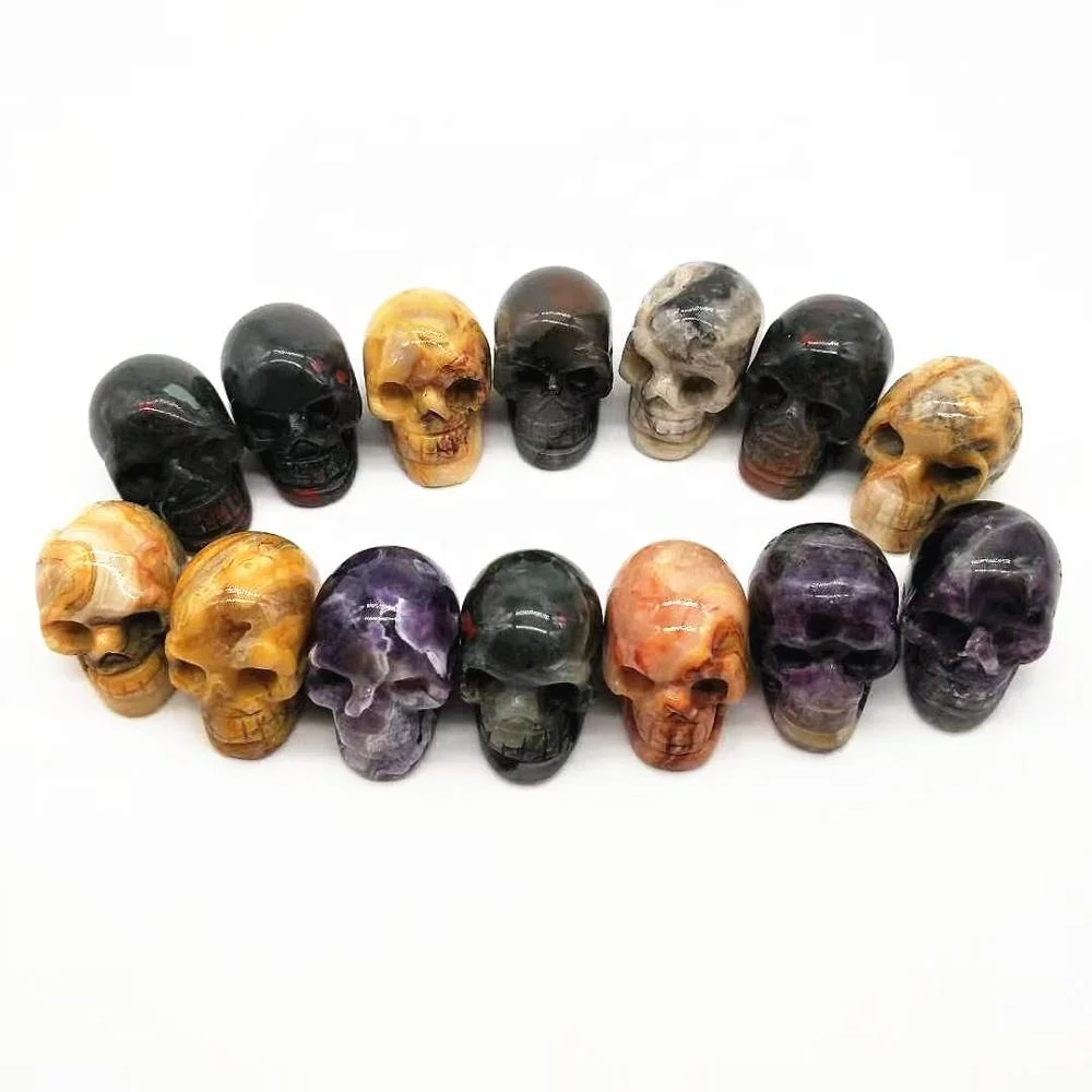 variety natural crystal gems hand-carved crystal small skulls for holiday decoration