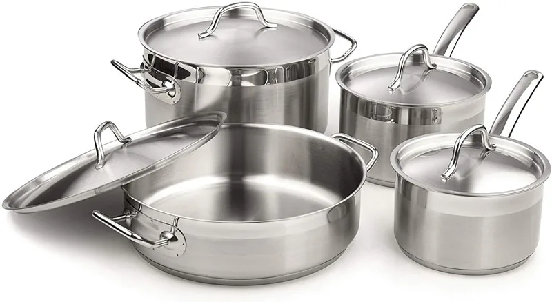 Stainless Steel Pot and Pans Set, Cooking Pots Stainless Steel Cookware Set,Heats Quickly ,Suitable for Stove Kitchen