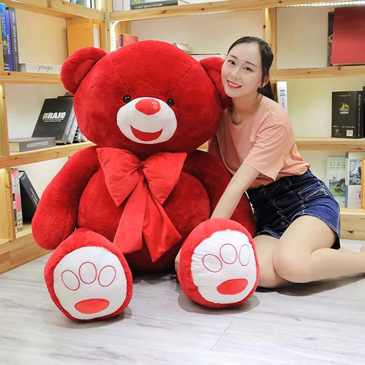 Wholesale valentine giant handmade white red teddy bear plush stuffed toy doll for girls