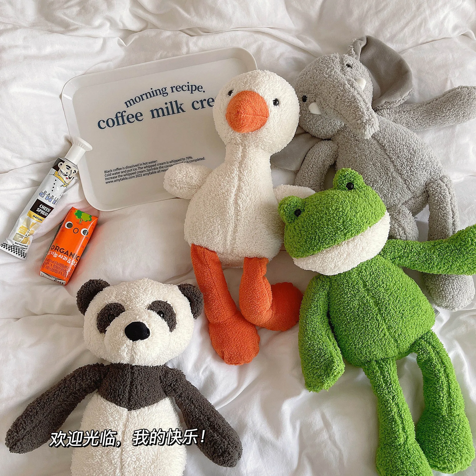 Cartoon Panda elephant chicken frog stuffed animal toy children sleep with the sleeping doll to comfort the doll gift