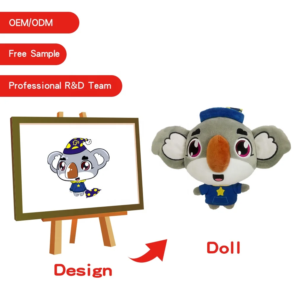 custom plushie art design Animal plush toys plush Embroidery face soft stuffed animal Promotional bulk logo turn plush toys