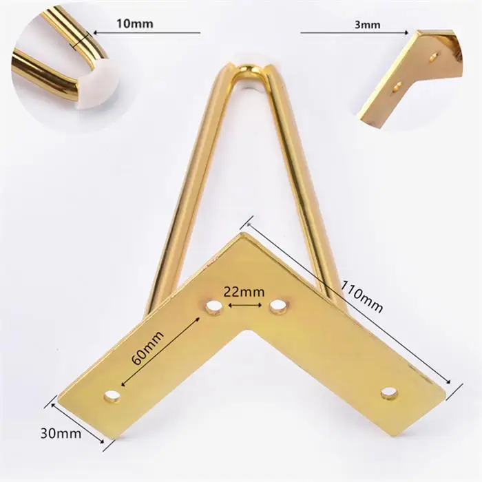 Wholesale Diy Heavy Duty Industrial Metal Black Hairpin Table Legs Golden