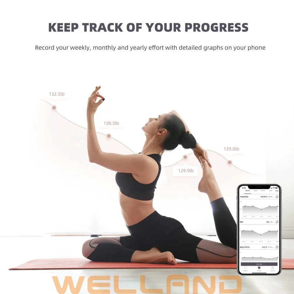 High-tech 8 Electrodes ITO Tempered Glass VA Screen High quality Smart Body fat scale