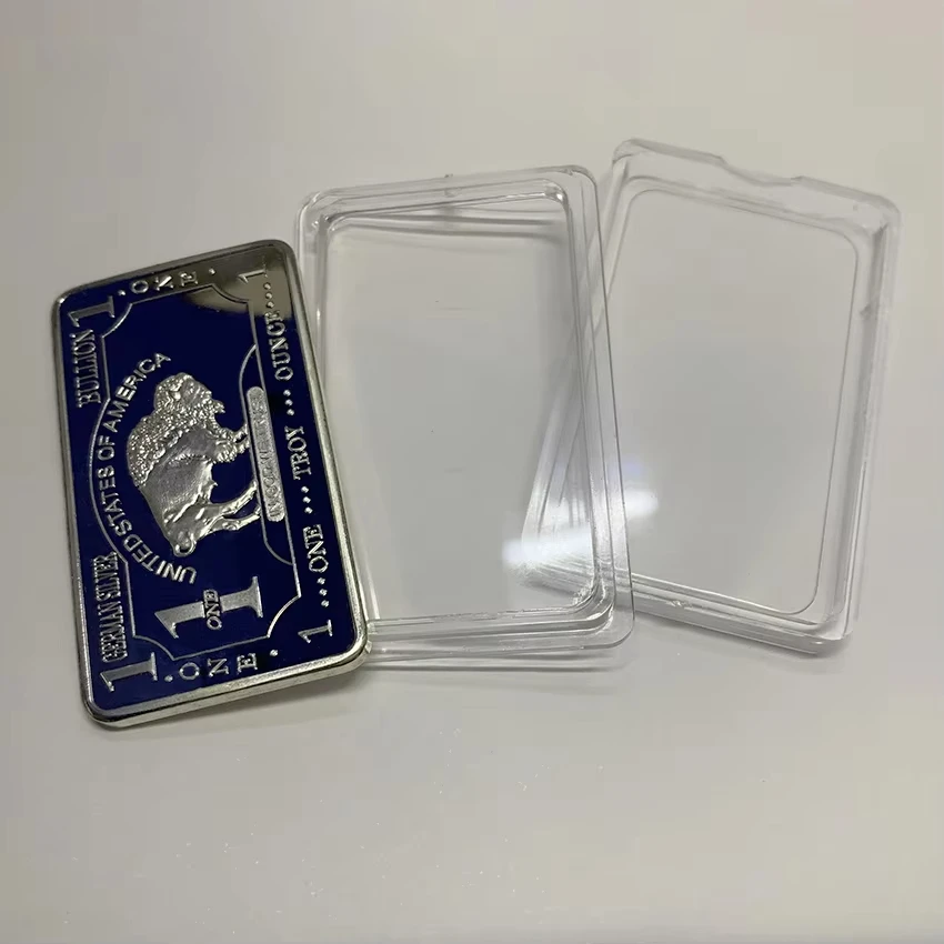 Non magnetic Alloy Metal Silver Plated German Mint One Troy Ounce Buffalo German Bullion Bar Coins