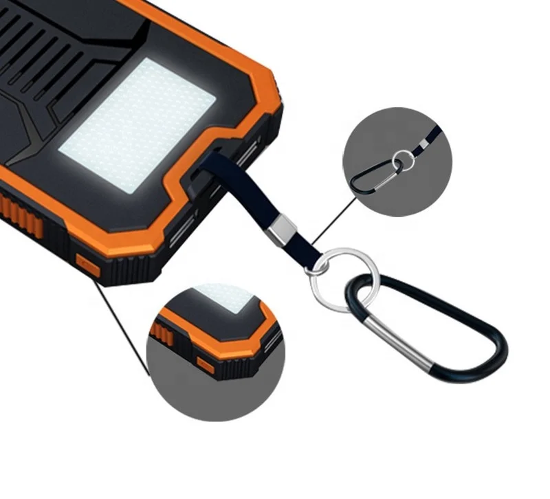 2022 amazon portable Solar mobile charger 20000mAh durable solar power bank with LED flashlights for Iphone