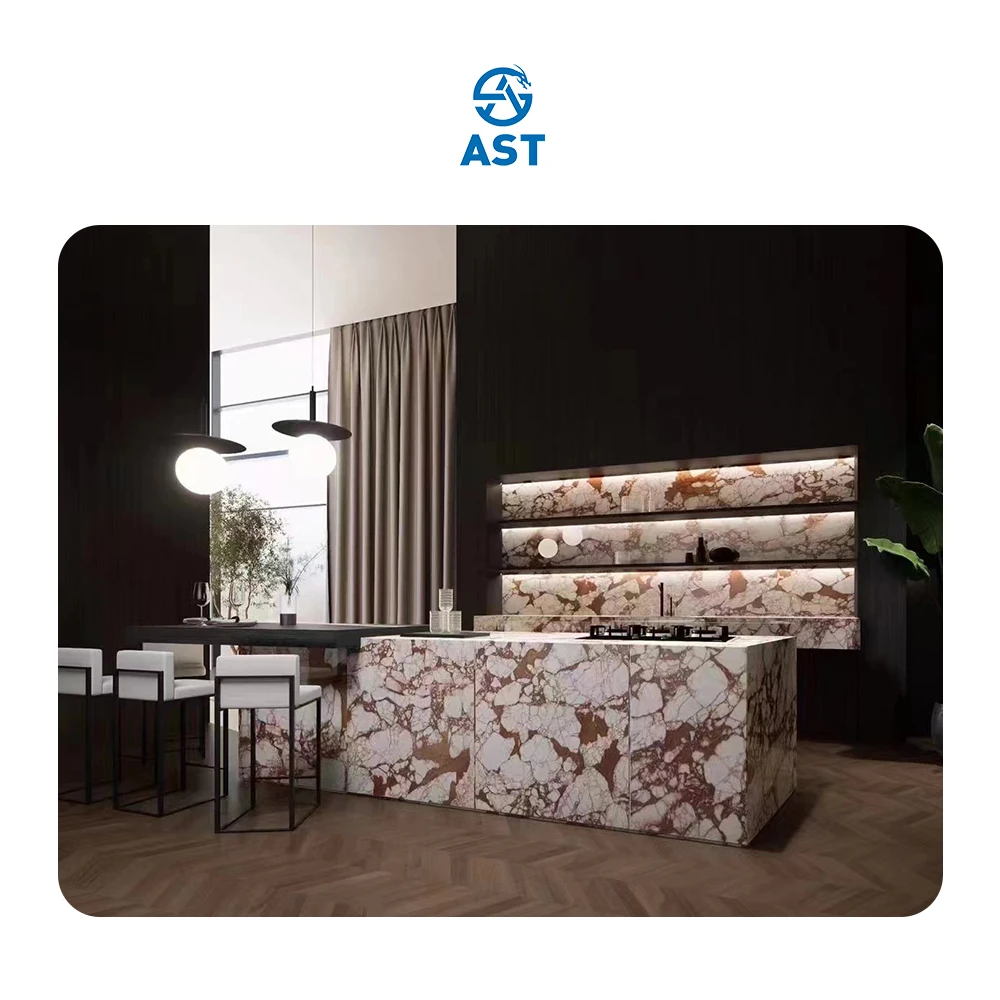 AST OEM/ODM HOT Popular marble Customized Natural Stone High Performance Home Decoration Bvlgari Red Marble Countertop