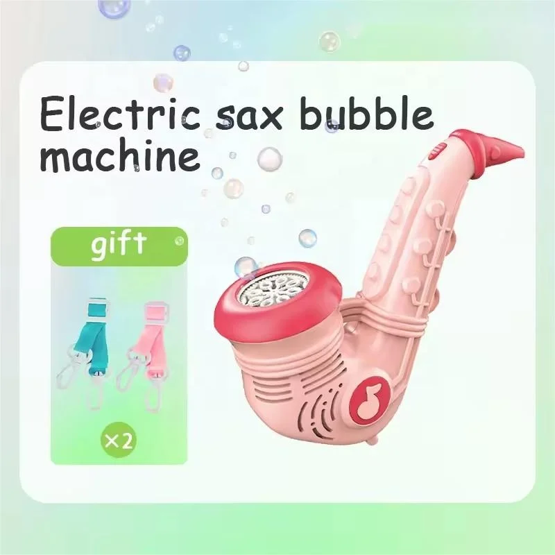 2024 New Design Electric Saxophone Toy Bubble Machine Blowing Fun Hand-held Bubble Kid Toys with Light