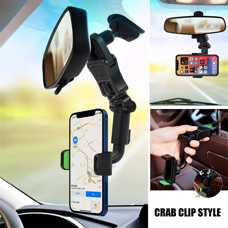 Custom Logo Design Retractable 360 Universal Car Rearview Mirror Phone Holder Mount Supplier