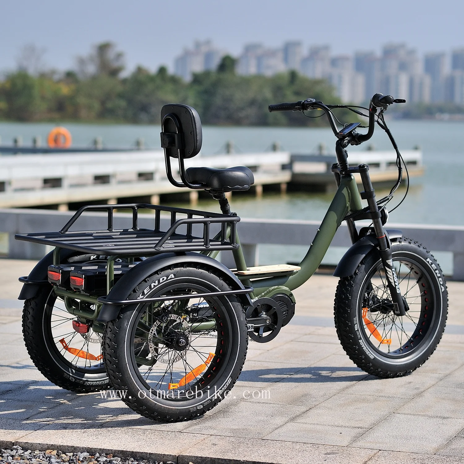OTMAR Cargo Electric Tricycle Fat Tire Double Batteries Lithium 3 Wheel Electric Bicycle Mid Adult 20inch Etrike