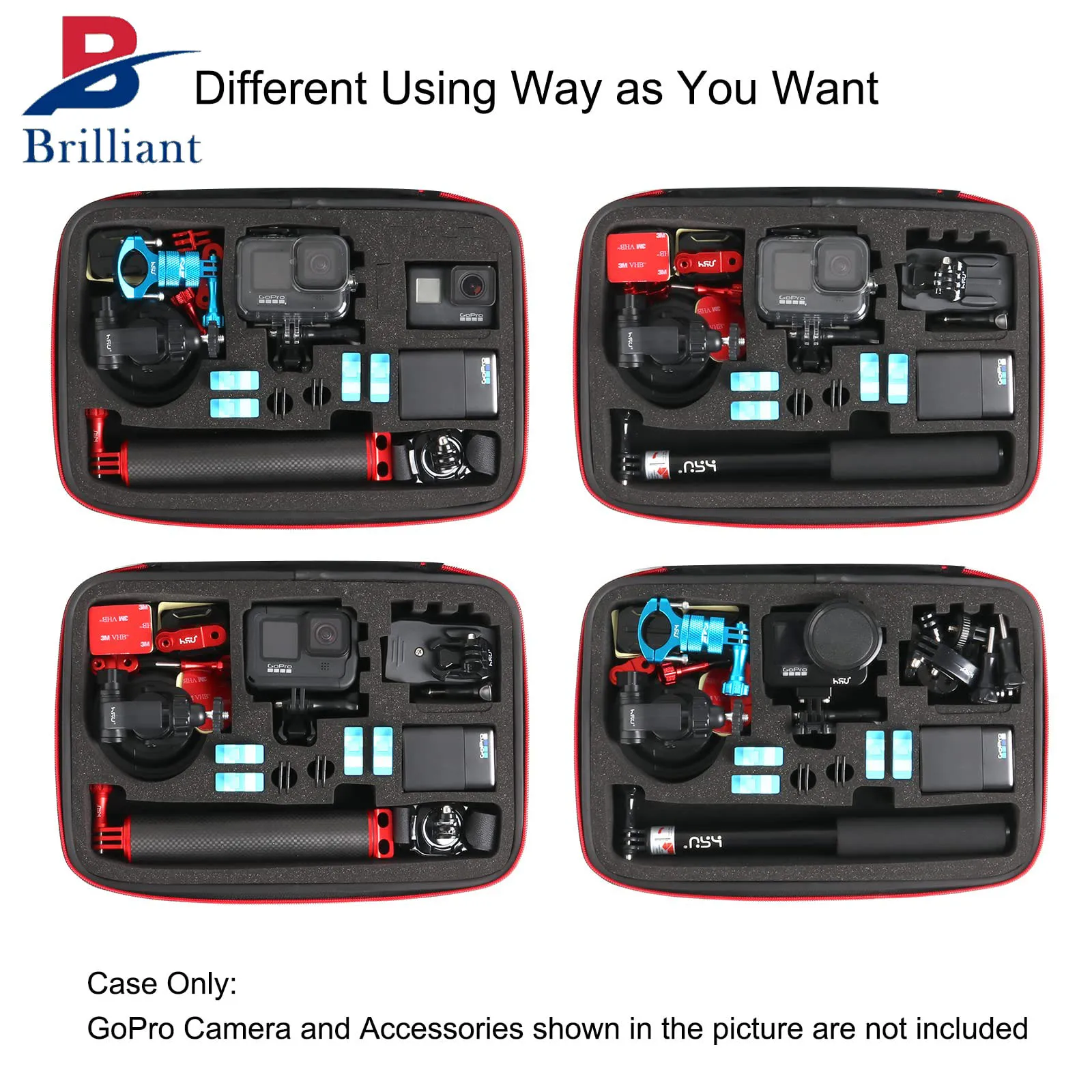 Brilliant Custom Camera Protective Eva Case Waterproof Large Carrying Case for GoPro Hero 12/11/10/9 and DJI Osmo Action Camera