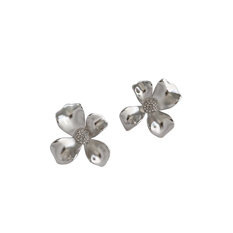 Fashion design Simple Vintage Trendy 18K Gold Plating Stud Personalized S925 Sterling Silver Flower Earrings for Gifts