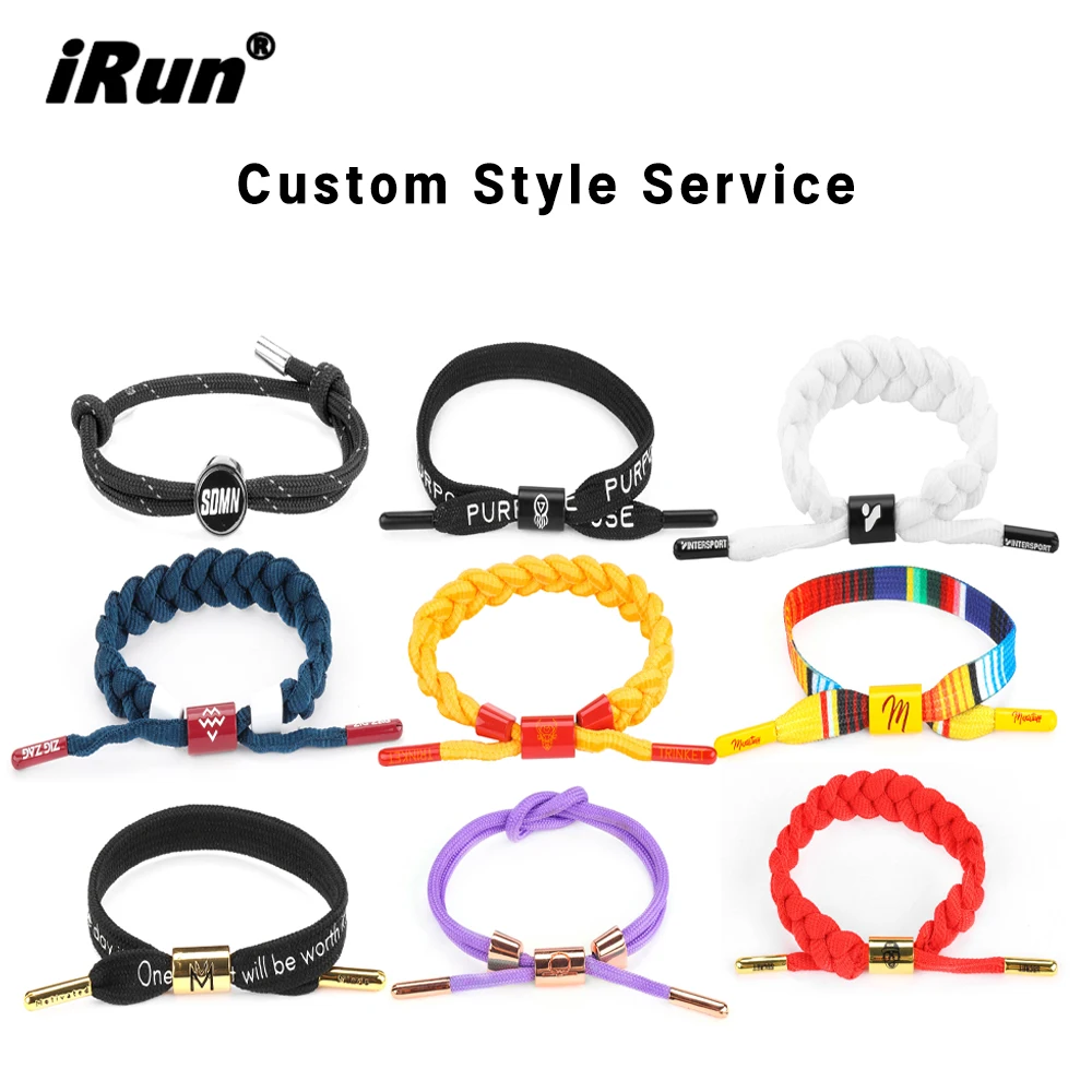 iRun Popular Sports Wristband Polyester Multi-Color Handmade Braided Rope Basketball Shoes Laces Cord Bracelet