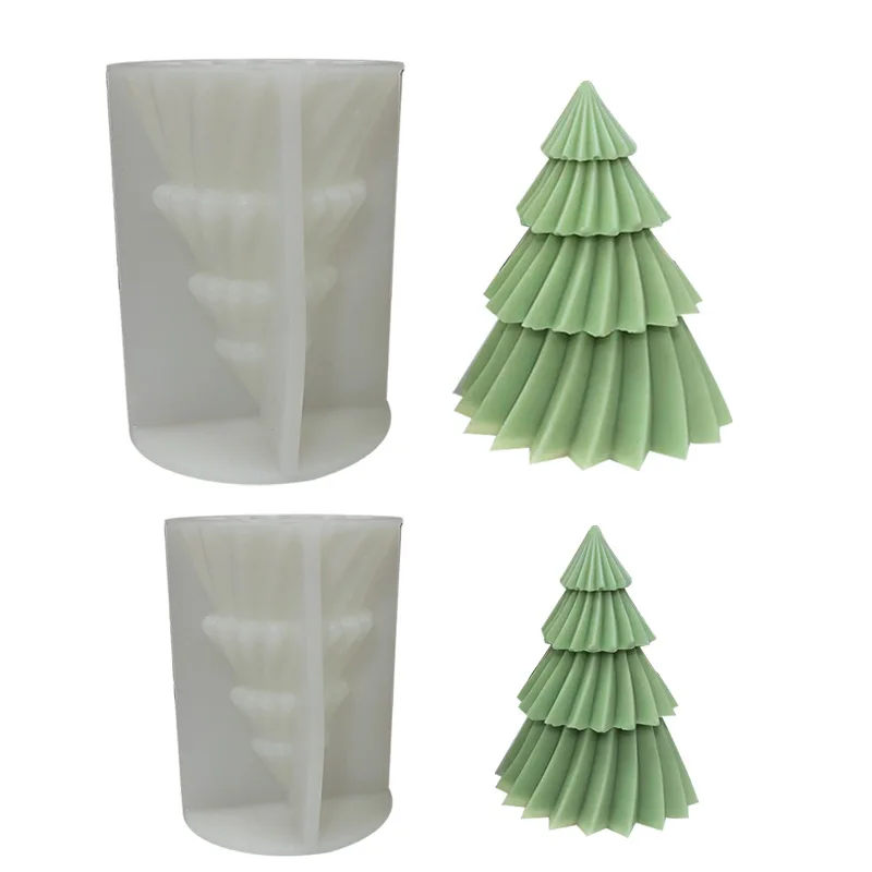Silicone Christmas Pine Tree Candle Molds DIY Baking Molds Soap Molds Candle Making Supplies Ideal Moulds for Christmas Party