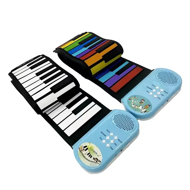 Hand roll up piano with 49 keys for children perfect gift for beginners with multi-color dogital soft touching piano