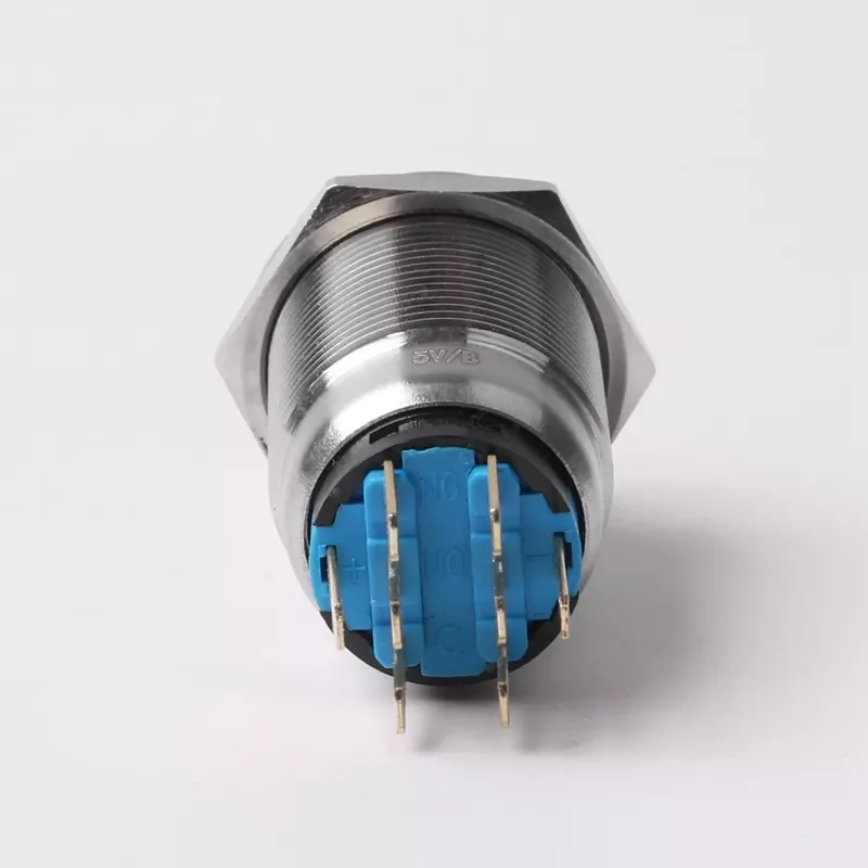 19mm electrical knob button switch  latching 8 Pin Terminals rotary switch with light