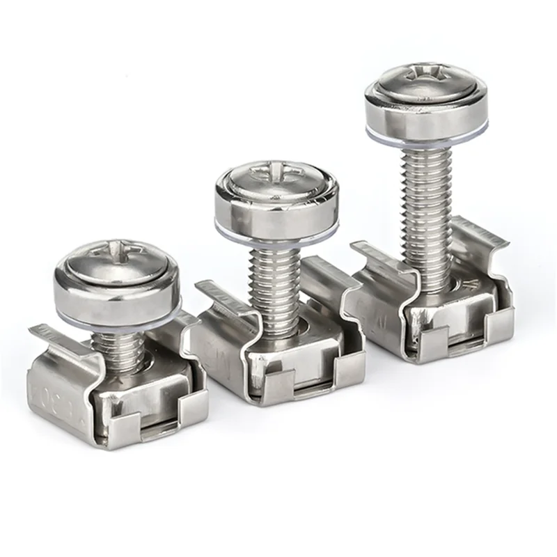 M6 *16 mm Rack Mount Cage Nuts, Screws and Washers  Square Insert Nuts for Audio Server Console Mounting Routers, Shelves