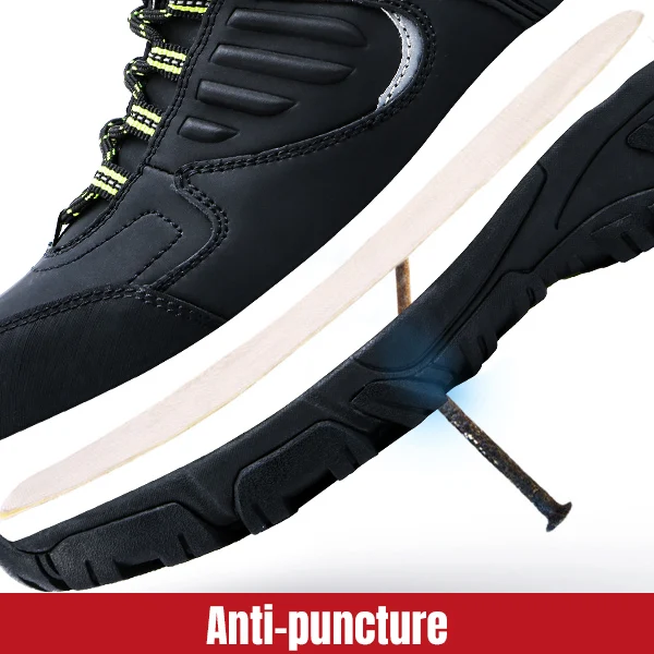 LARNMERN Men Safety Shoes S1P Breathable Steel Toe Shoes Protective Work Shoes SRA Anti-slip Anti-static