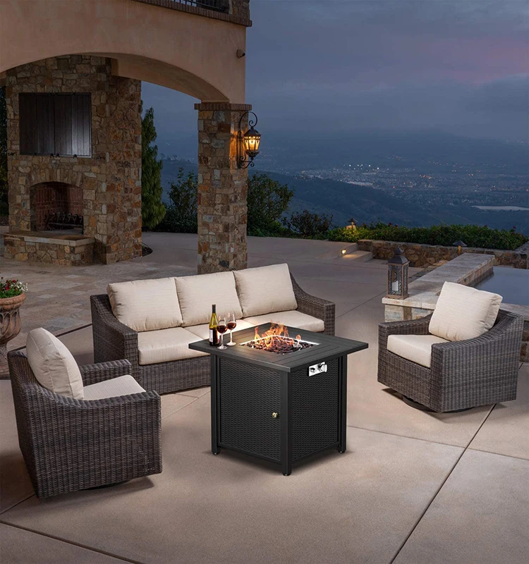 28 Inch Square Outdoor Patio 50 000 BTU Firetable Propane Fire Table Metal Gas