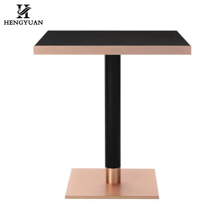 
Modern minimalist design black square single table leg dining table for sale 