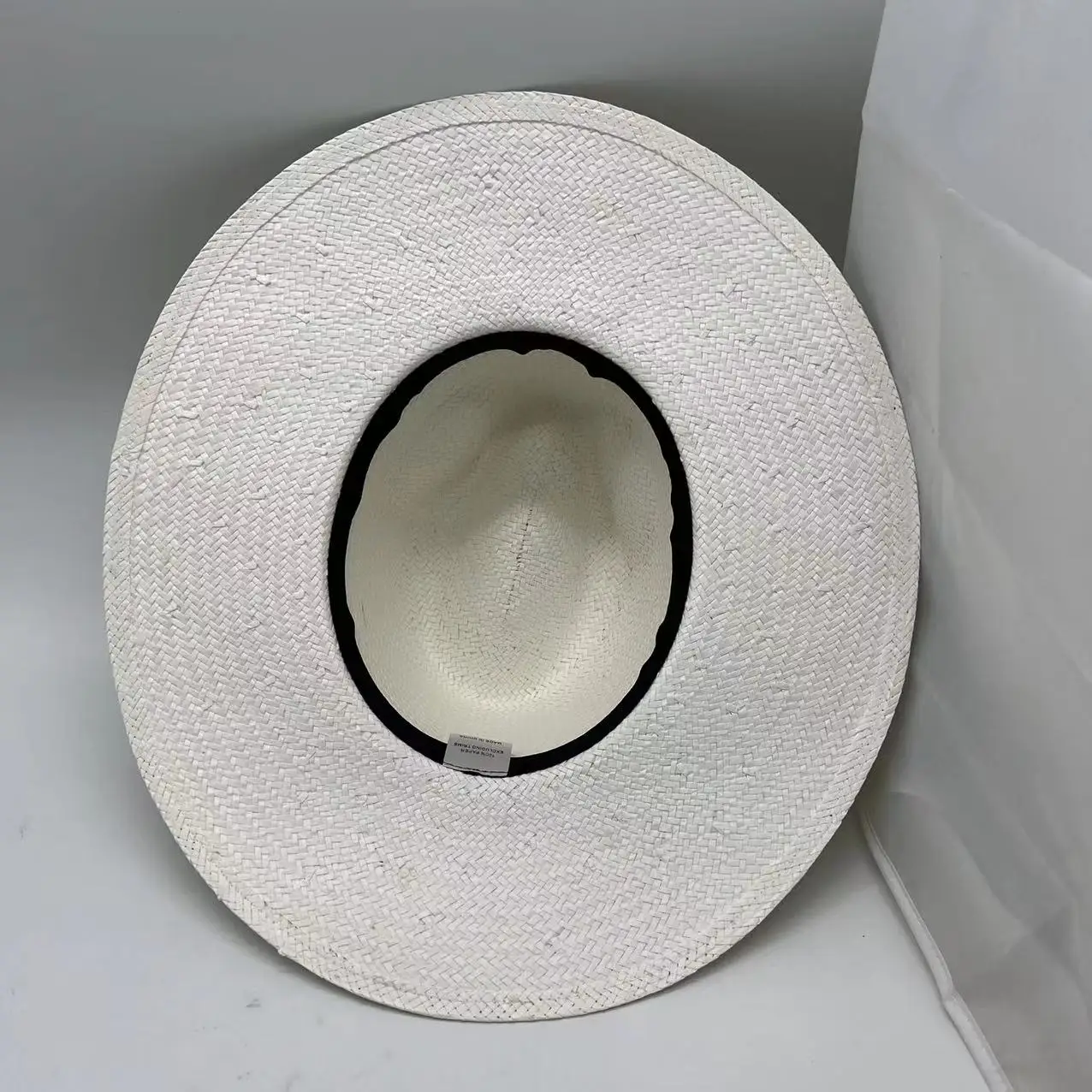 woven White Color Hot Sell Summer Paper Straw Panama Beach Hat with Black band