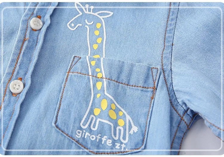 
Unisex cartoon printing long sleeve denim baby coat kids clothes baby outwear 