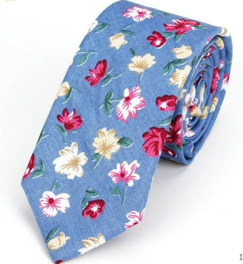 
100% Cotton Whole Sale Various Floral Ties Skinny for Men Classical Colorful Floral Stitching Necktie  (62297340101)