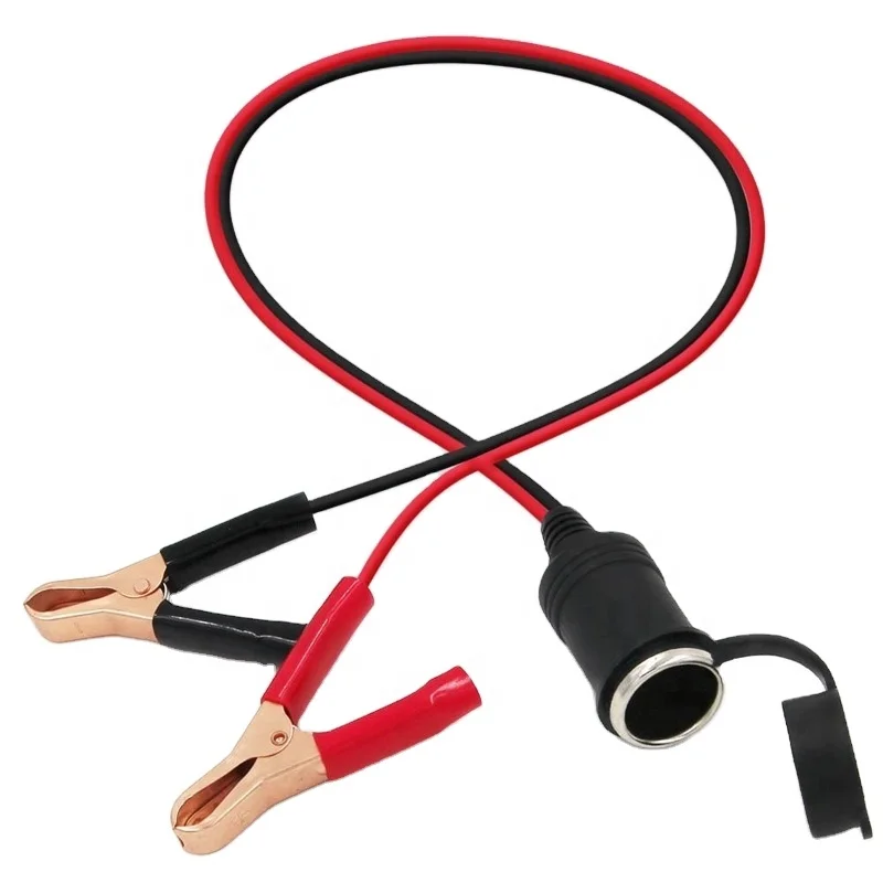 New Arrival 12-24V Car Cigarette Lighter to  copper plated Battery Clip Adapter Cable