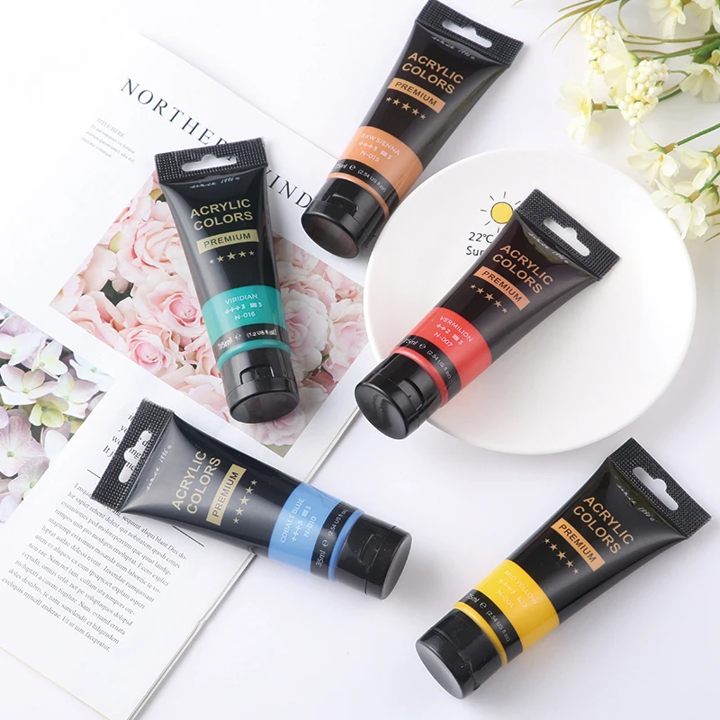 Factory Price 24 Colors 35ml Acrylic Paint Tube Custom 24 Colors Acrylic Paint Set
