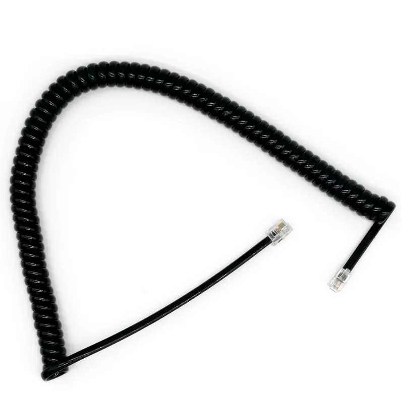 5M 4 Conductor Black Coiled Telephone Phone Handset Cable Cord Curly Cable