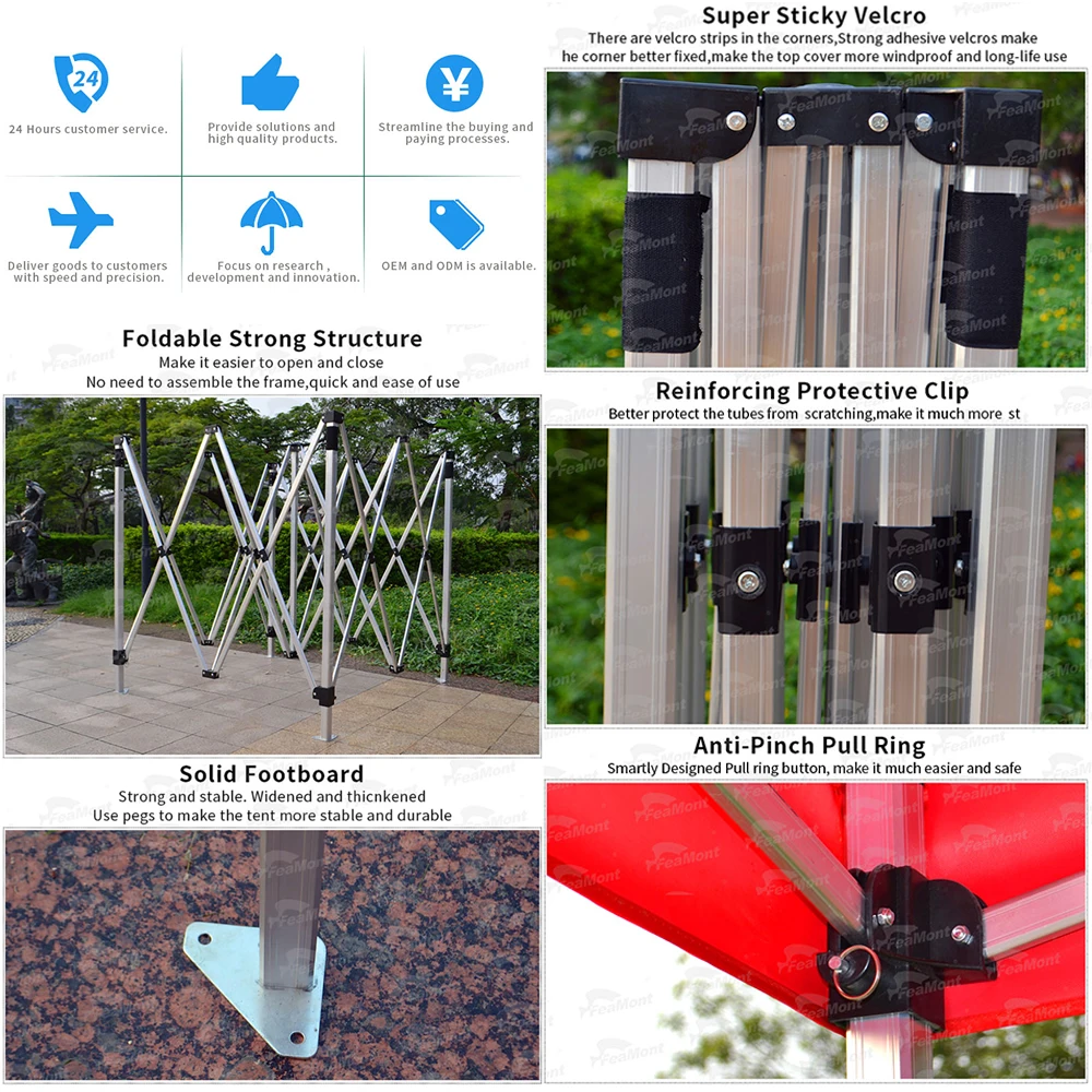 FEAMONT High Quality Medium Square 40MM Aluminum 10x10 Commercial Pop up Folding Tent Structure Canopy Folding Tent Frame