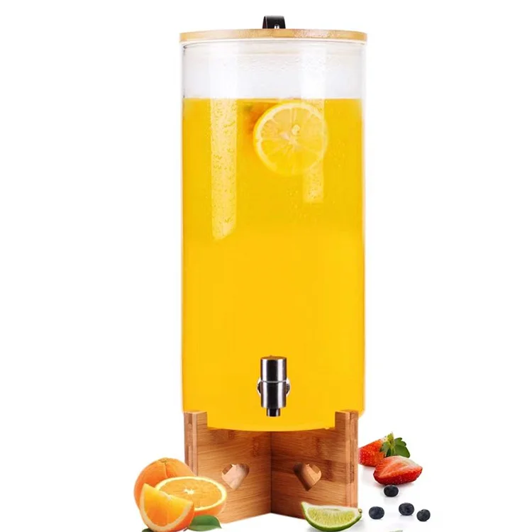 High temperature tea making beverage juice barrel commercial clear glass cold water bottle large capacity