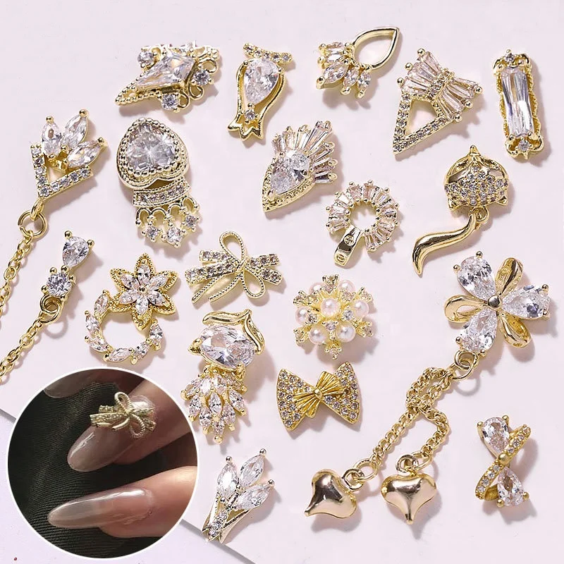 Luxurious Zircon 3D Alloy Jewelry Nailart Artificial Nails Nail art